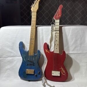 2 VINTAGE HANDMADE Wood ELECTRIC GUITARS DECOR *TLC Music Lover ManCave Boy OOAK
